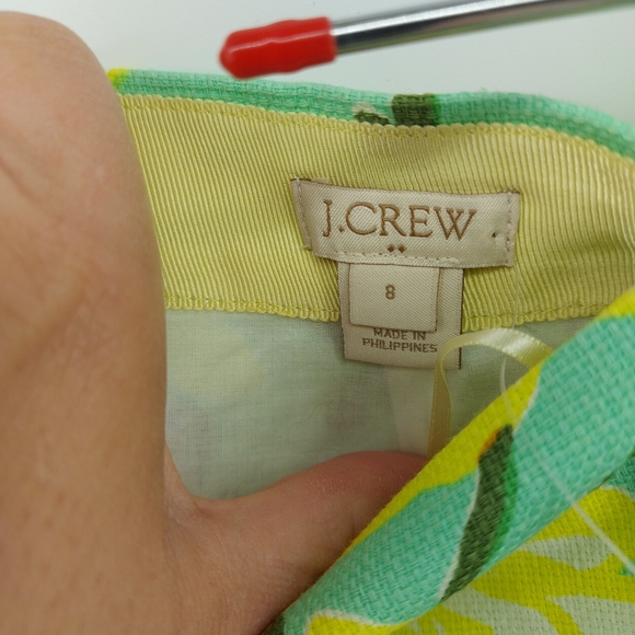 J. Crew Yellow and Green Floral Cotton Mini Skirt Size 8 - Picture 4 of 11